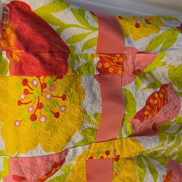 Lilly Pulitzer Floral Strapless Dress Pink Yellow Lime White Cotton sz 0 EUC - Picture 4 of 12